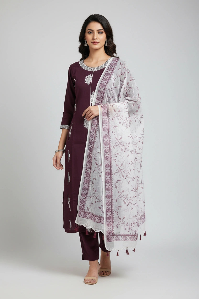 Trendy lucknovi pattern suits with dupatta set